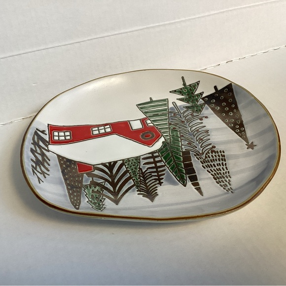 Set Of 4 Eli+Ana Spectrum ELK RIDGE Christmas Tree Cabin Salad Plates - Picture 4 of 6
